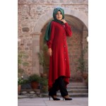 Pınar Şems - Kırmızı Düğmeli Uzun Tunik